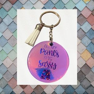 Handmade acrylic keychain with tassel
